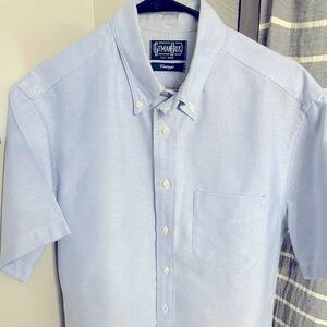 Gitman Vintage Short Sleeve Blue Oxford Shirt Size Large